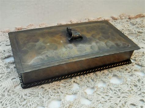 vintage box triangle hammered metal|Antique Triangle Box .